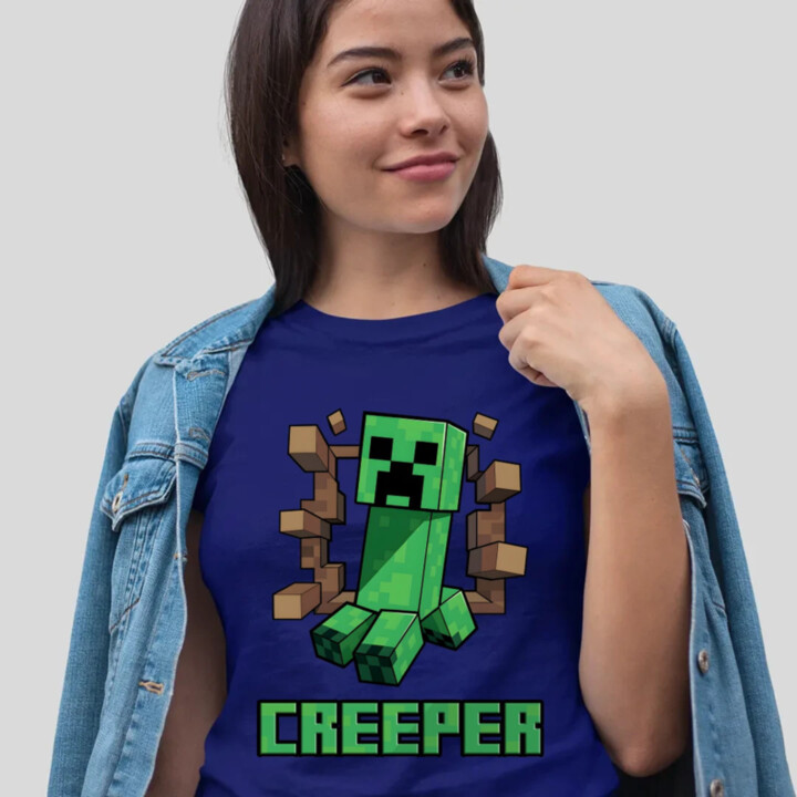 Creeper - dámske tričko s potlačou pre fanúšikov hry Minecraft