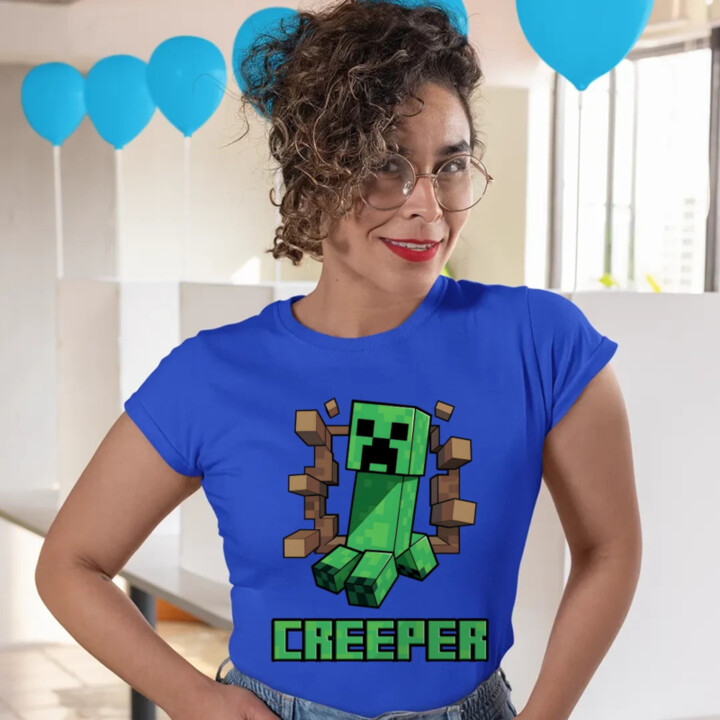 Creeper - dámske tričko s potlačou pre fanúšikov hry Minecraft
