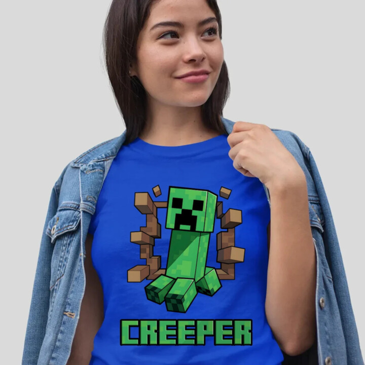 Creeper - dámske tričko s potlačou pre fanúšikov hry Minecraft
