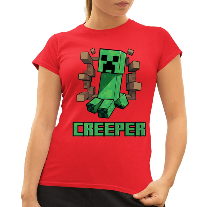 Creeper - dámske tričko s potlačou pre fanúšikov hry Minecraft