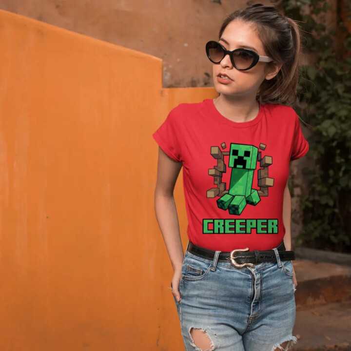 Creeper - dámske tričko s potlačou pre fanúšikov hry Minecraft