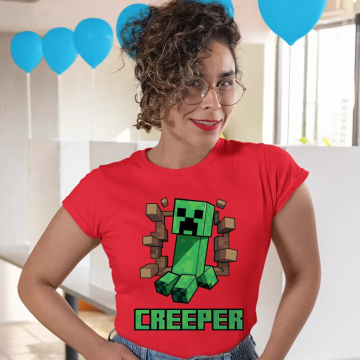 Creeper - dámske tričko s potlačou pre fanúšikov hry Minecraft
