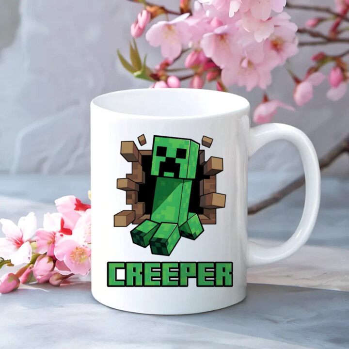 Creeper - keramický hrnček s potlačou pre fanúšikov hry Minecraft
