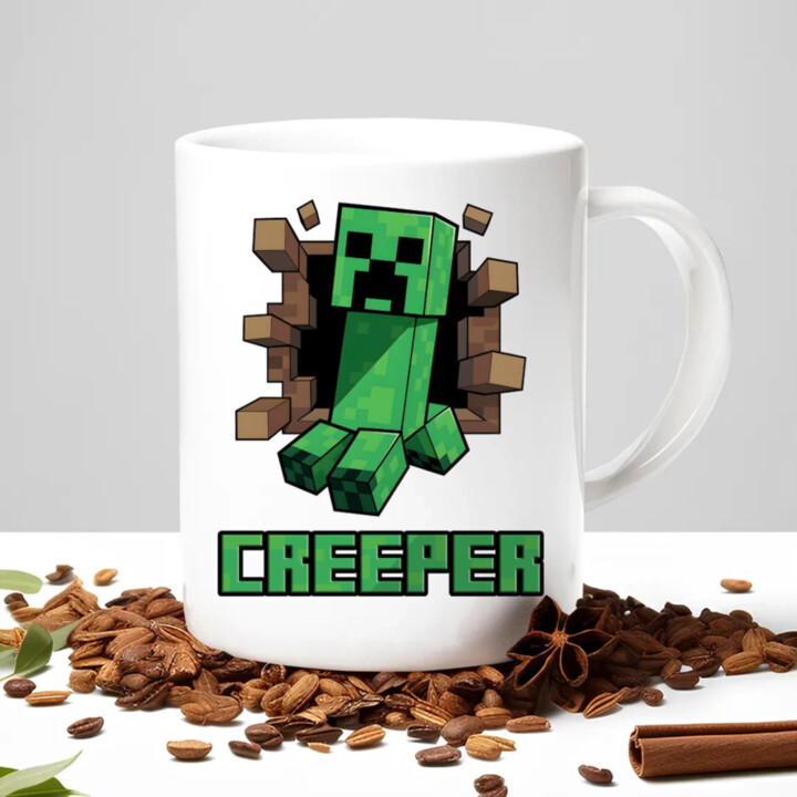 Creeper - keramický hrnček s potlačou pre fanúšikov hry Minecraft