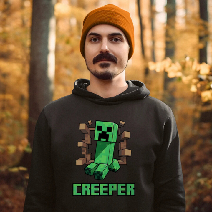 Creeper  - pánska mikina s potlačou pre fanúšikov hry Minecraft