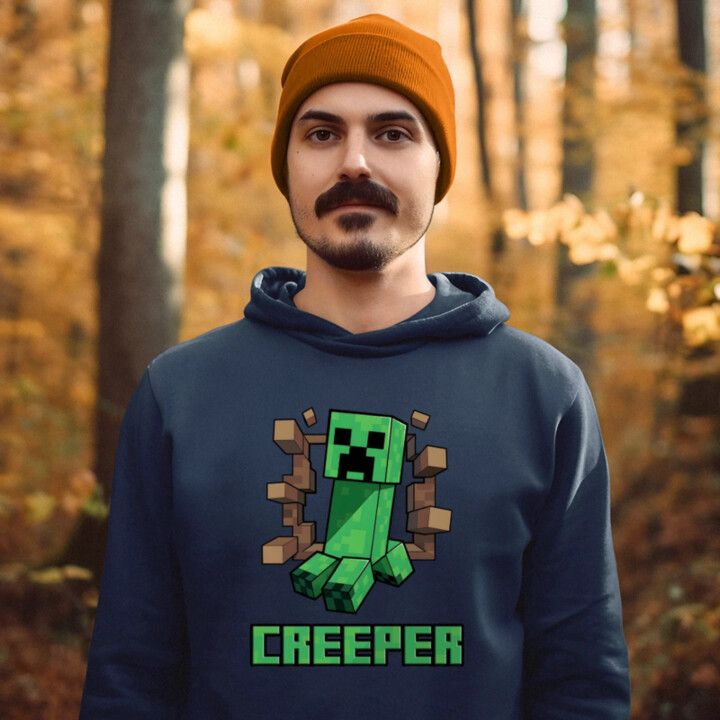 Creeper  - pánska mikina s potlačou pre fanúšikov hry Minecraft