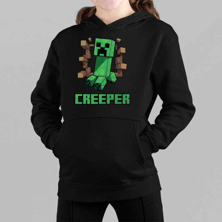 Creeper - detská mikina s kapucňou pre fanúšikov hry Minecraft