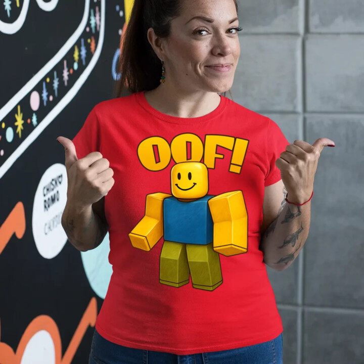 Oof - dámske tričko s potlačou pre fanúšikov hry Roblox