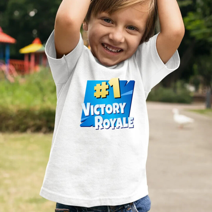 Number 1 Victory Royale - detské tričko s potlačou pre fanúšikov hry Fortnite