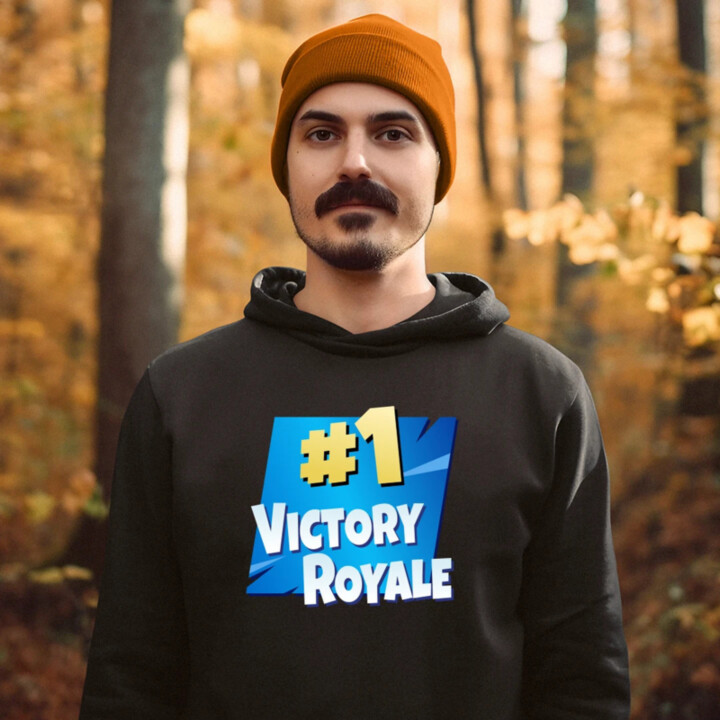 Number 1 Victory Royale  - pánska mikina s potlačou pre fanúšikov hry Fortnite