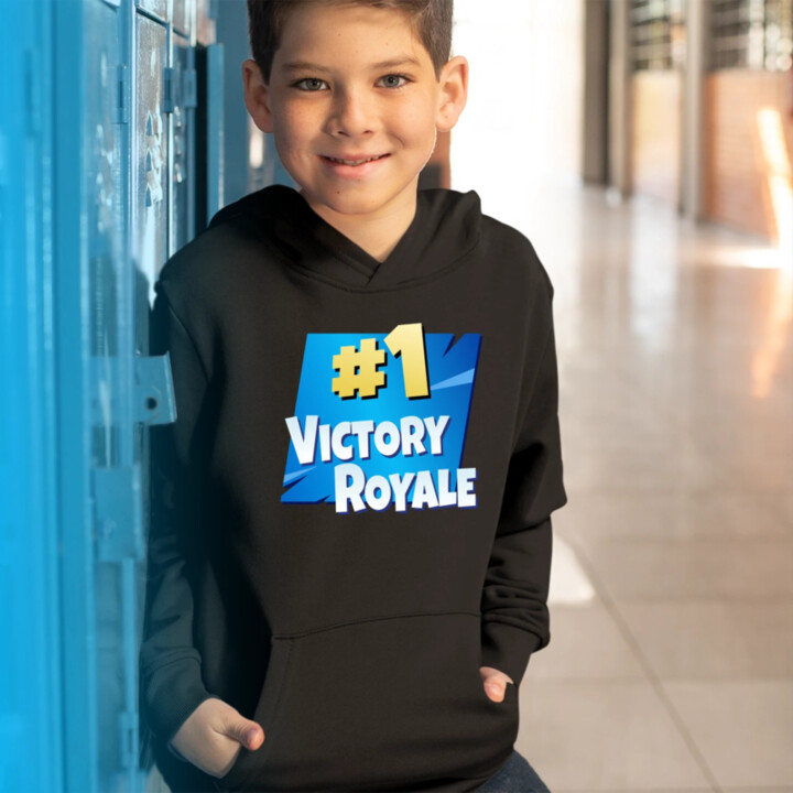 Number 1 Victory Royale - detská mikina s kapucňou pre fanúšikov hry Fortnite