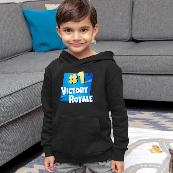 Number 1 Victory Royale - detská mikina s kapucňou pre fanúšikov hry Fortnite