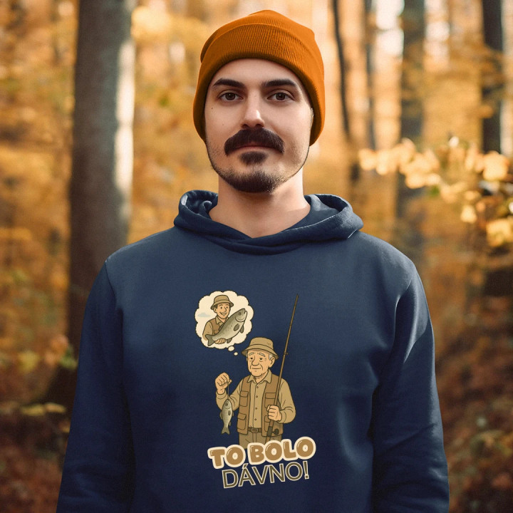 To bolo dávno - rybár  - pánska mikina s potlačou