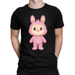 Plyšový Maskot Bubu Ružová - pánske tričko s potlačou pre fanúšikov Labubu