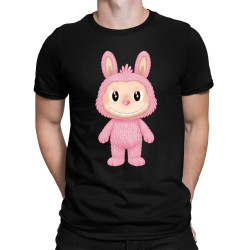 Plyšový Maskot Bubu Ružová - pánske tričko s potlačou pre fanúšikov Labubu