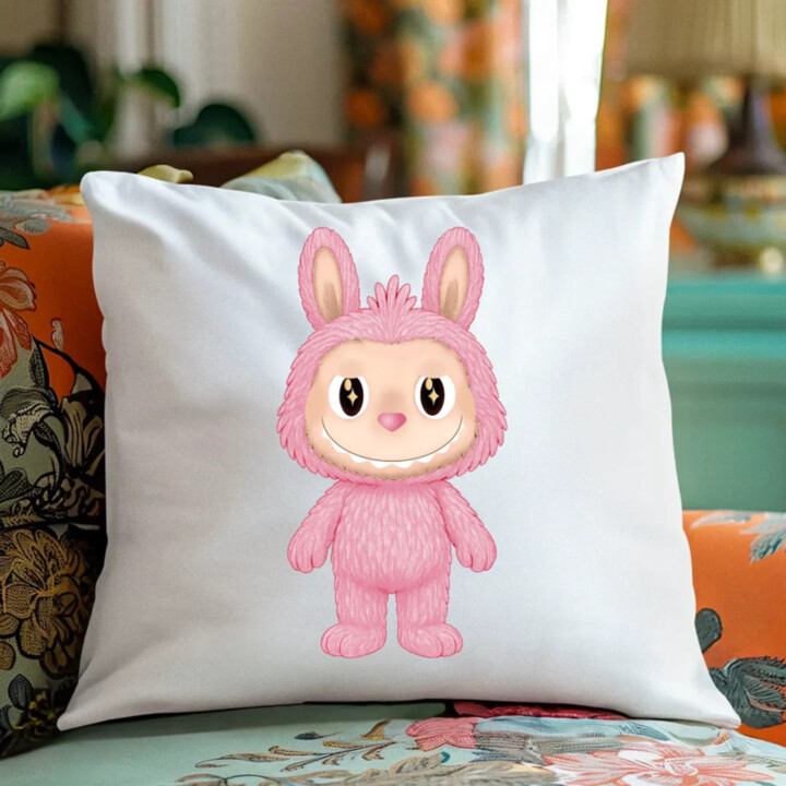 Plyšový Maskot Bubu Ružová - vankúš s potlačou pre fanúšikov Labubu
