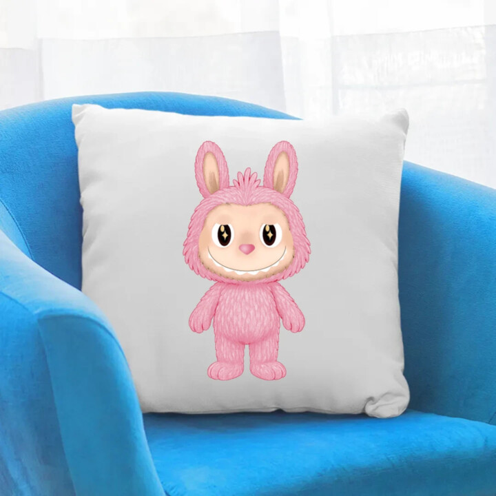 Plyšový Maskot Bubu Ružová - vankúš s potlačou pre fanúšikov Labubu
