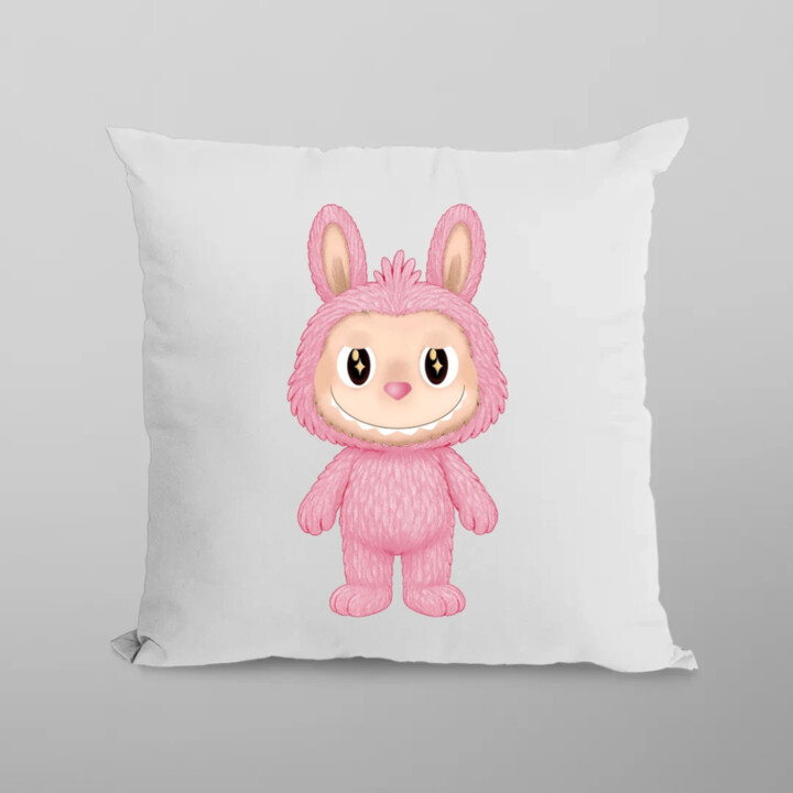 Plyšový Maskot Bubu Ružová - vankúš s potlačou pre fanúšikov Labubu