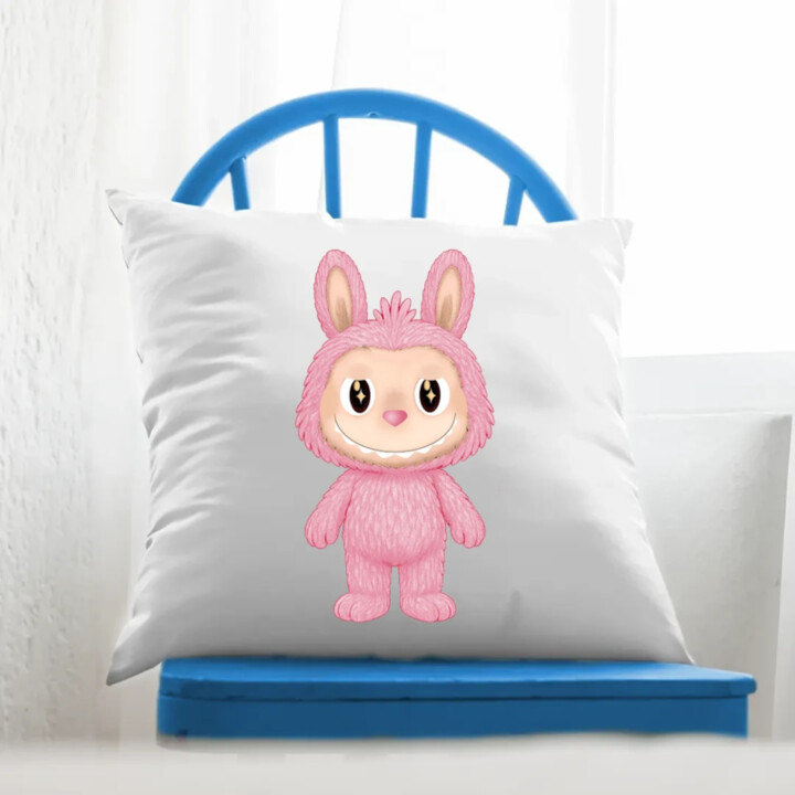 Plyšový Maskot Bubu Ružová - vankúš s potlačou pre fanúšikov Labubu