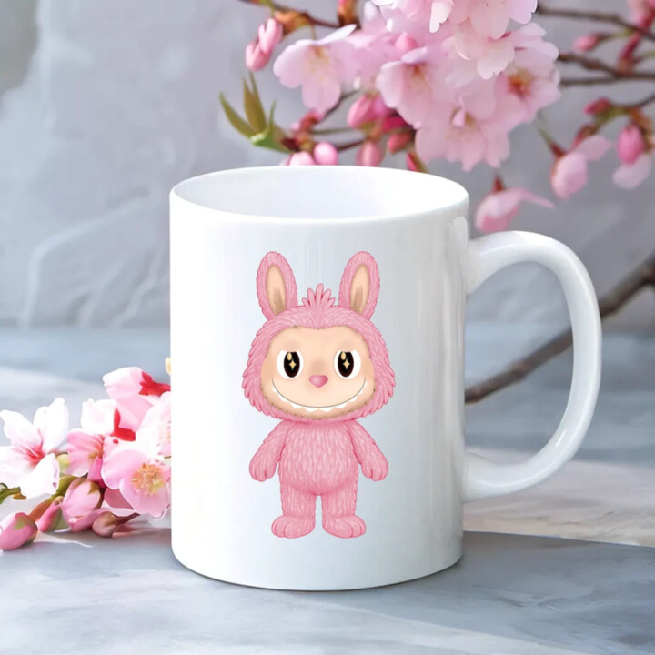 Plyšový Maskot Bubu Ružová - keramický hrnček s potlačou pre fanúšikov Labubu