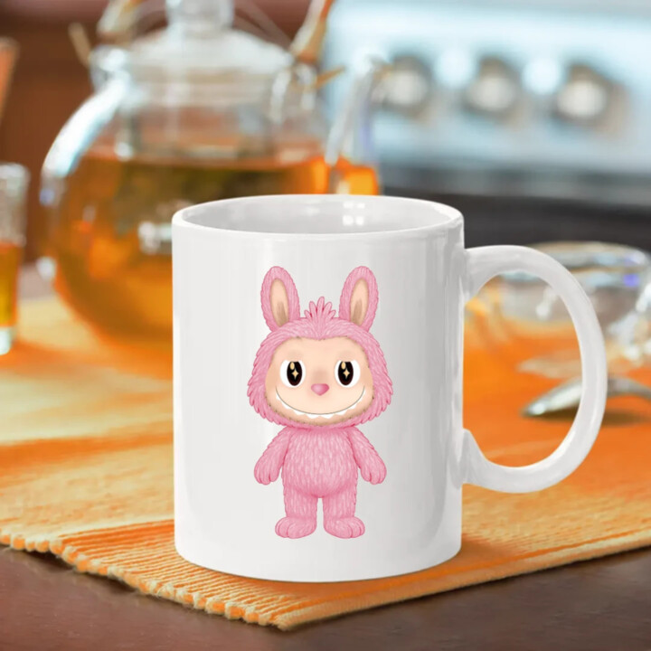 Plyšový Maskot Bubu Ružová - keramický hrnček s potlačou pre fanúšikov Labubu