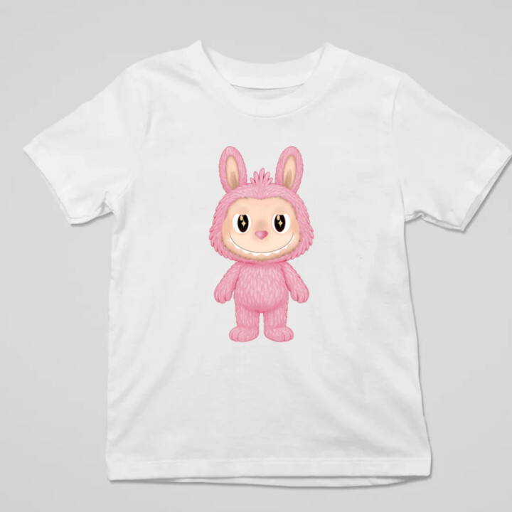 Plyšový Maskot Bubu Ružová - detské tričko s potlačou pre fanúšikov Labubu