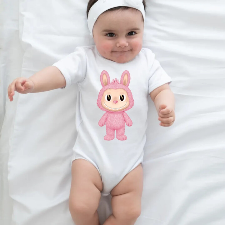 Plyšový Maskot Bubu Ružová  - body s potlačou pre fanúšikov Labubu