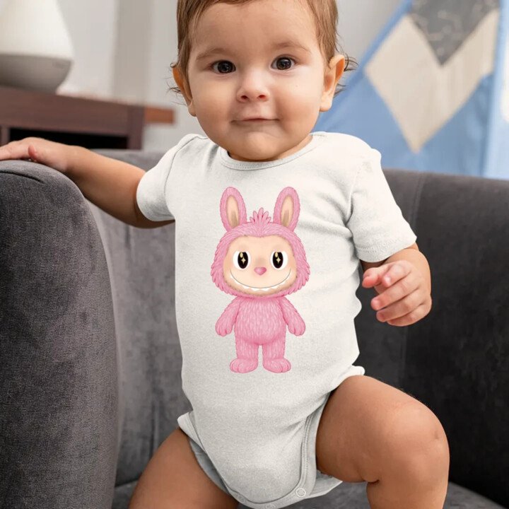 Plyšový Maskot Bubu Ružová  - body s potlačou pre fanúšikov Labubu