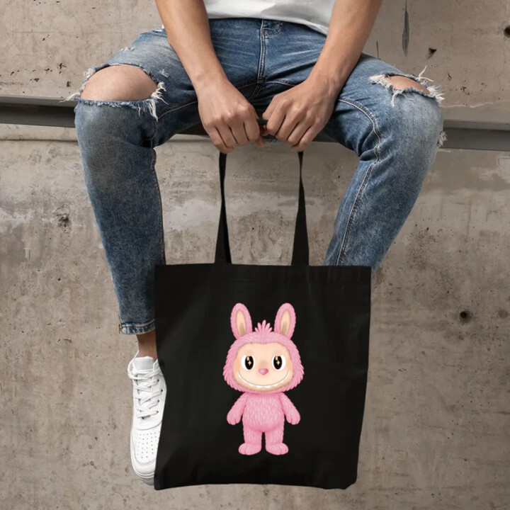 Plyšový Maskot Bubu Ružová - taška s potlačou pre fanúšikov Labubu