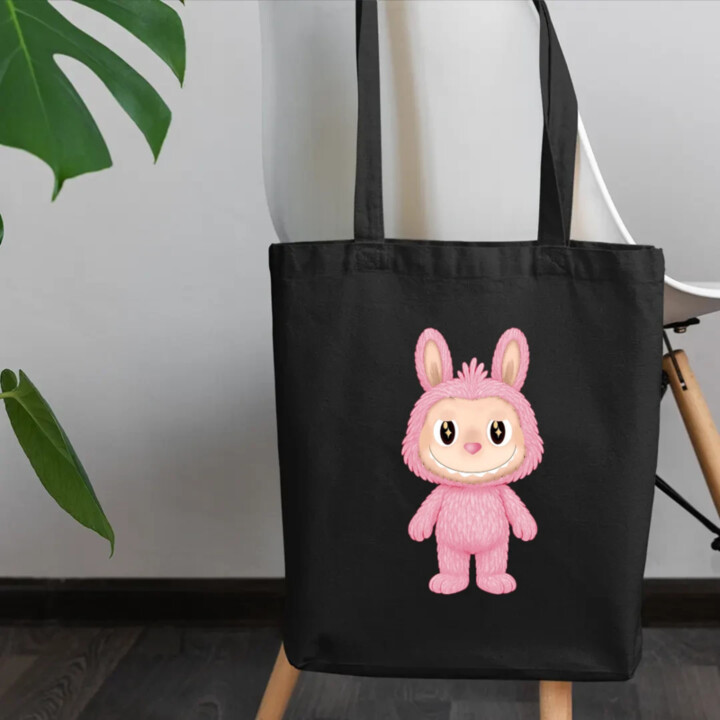 Plyšový Maskot Bubu Ružová - taška s potlačou pre fanúšikov Labubu