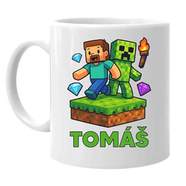 Steve - keramický hrnček s potlačou pre fanúšikov Minecraftu - personalizovaný produkt