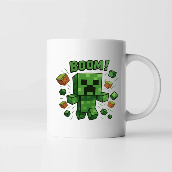 Boom! - keramický hrnček s potlačou pre fanúšikov Minecraftu