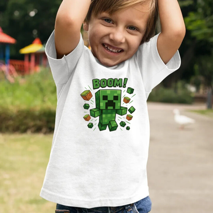 Boom! - detské tričko s potlačou pre fanúšikov Minecraftu