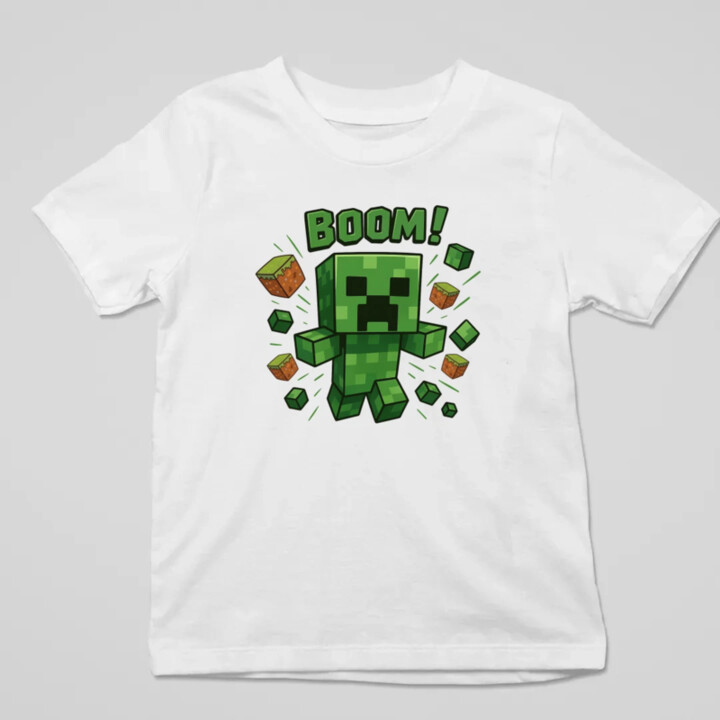 Boom! - detské tričko s potlačou pre fanúšikov Minecraftu