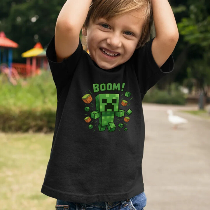 Boom! - detské tričko s potlačou pre fanúšikov Minecraftu