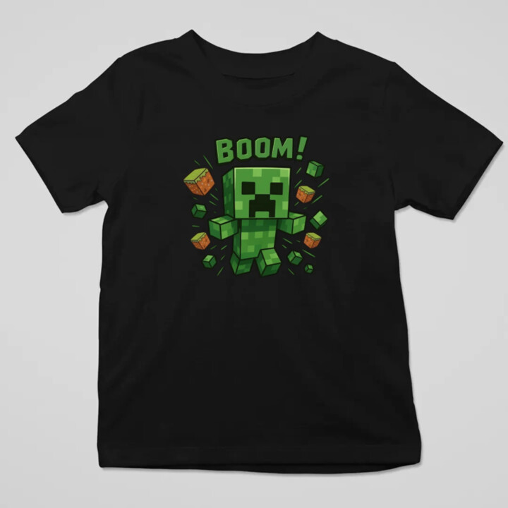 Boom! - detské tričko s potlačou pre fanúšikov Minecraftu