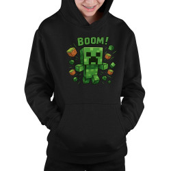 Boom! - detská mikina s kapucňou pre fanúšikov Minecraftu
