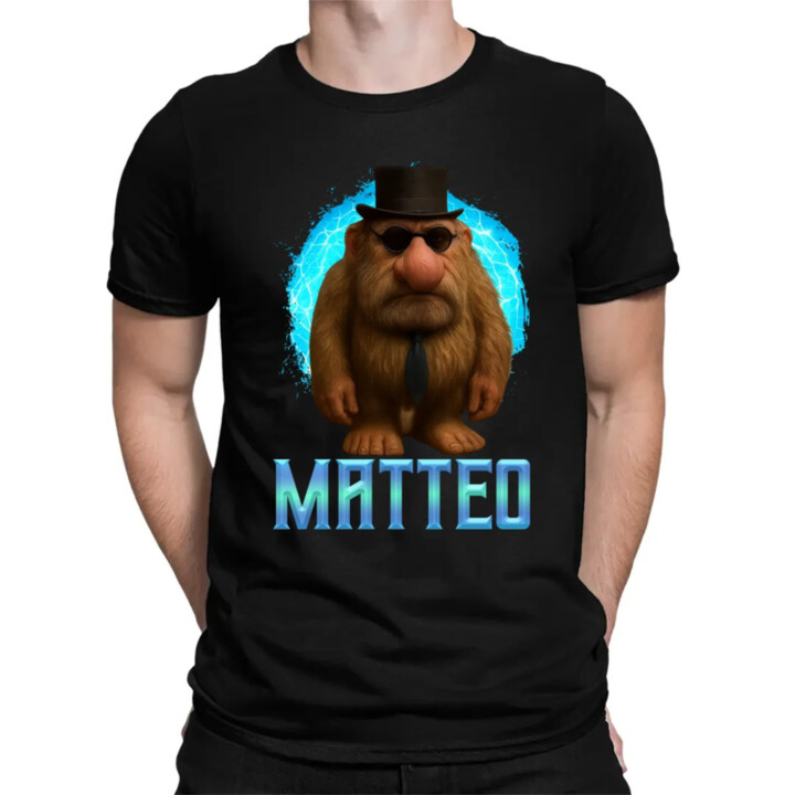 Matteo - Italian Brainrot - trpaslík s okuliarmi - pánske tričko s potlačou MATTEOOOOOOOOOO