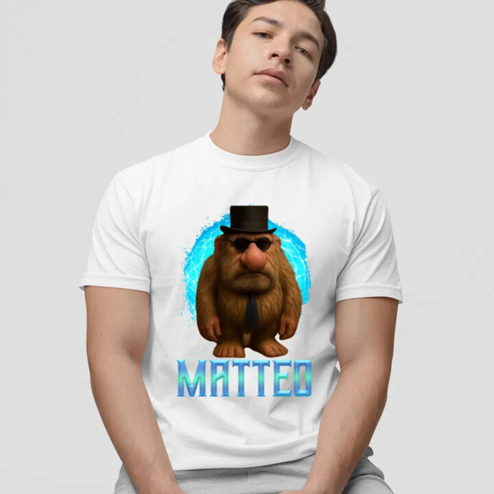 Matteo - Italian Brainrot - trpaslík s okuliarmi - pánske tričko s potlačou MATTEOOOOOOOOOO