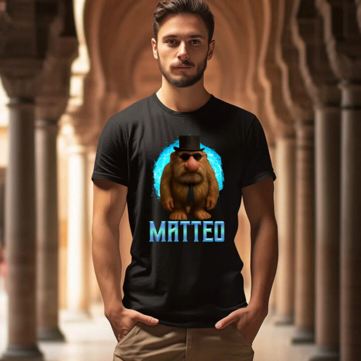 Matteo - Italian Brainrot - trpaslík s okuliarmi - pánske tričko s potlačou MATTEOOOOOOOOOO