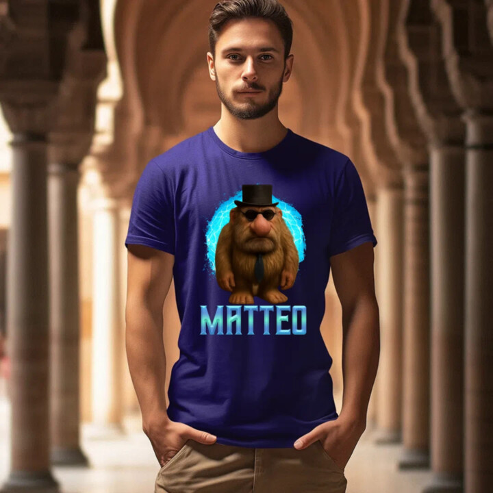 Matteo - Italian Brainrot - trpaslík s okuliarmi - pánske tričko s potlačou MATTEOOOOOOOOOO