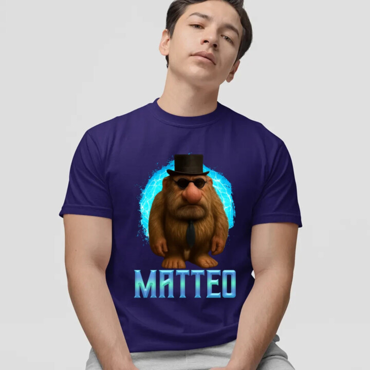 Matteo - Italian Brainrot - trpaslík s okuliarmi - pánske tričko s potlačou MATTEOOOOOOOOOO