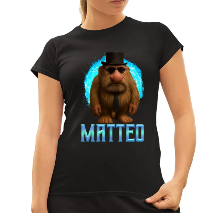 Matteo - Italian Brainrot - trpaslík s okuliarmi - dámske tričko s potlačou MATTEOOOOOOOOOO