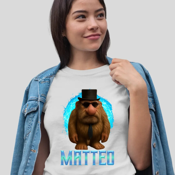 Matteo - Italian Brainrot - trpaslík s okuliarmi - dámske tričko s potlačou MATTEOOOOOOOOOO