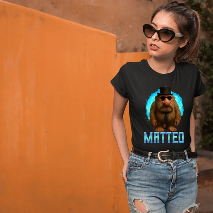 Matteo - Italian Brainrot - trpaslík s okuliarmi - dámske tričko s potlačou MATTEOOOOOOOOOO
