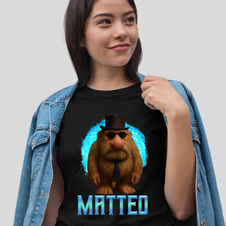 Matteo - Italian Brainrot - trpaslík s okuliarmi - dámske tričko s potlačou MATTEOOOOOOOOOO