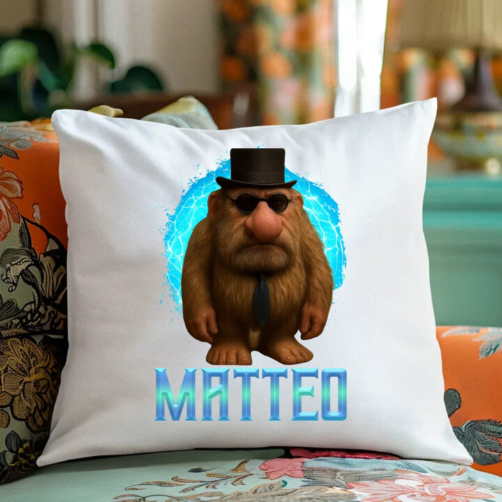 Matteo - Italian Brainrot - trpaslík s okuliarmi - vankúš s potlačou MATTEOOOOOOOOOO