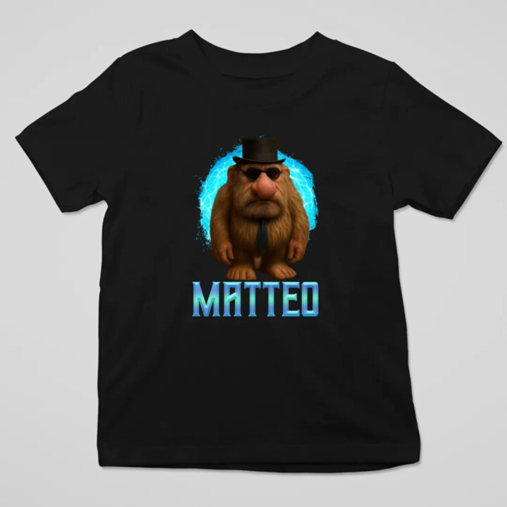 Matteo - Italian Brainrot - trpaslík s okuliarmi - detské tričko s potlačou MATTEOOOOOOOOOO