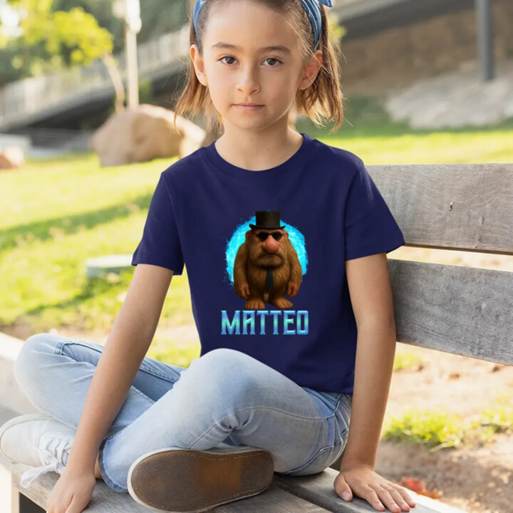 Matteo - Italian Brainrot - trpaslík s okuliarmi - detské tričko s potlačou MATTEOOOOOOOOOO