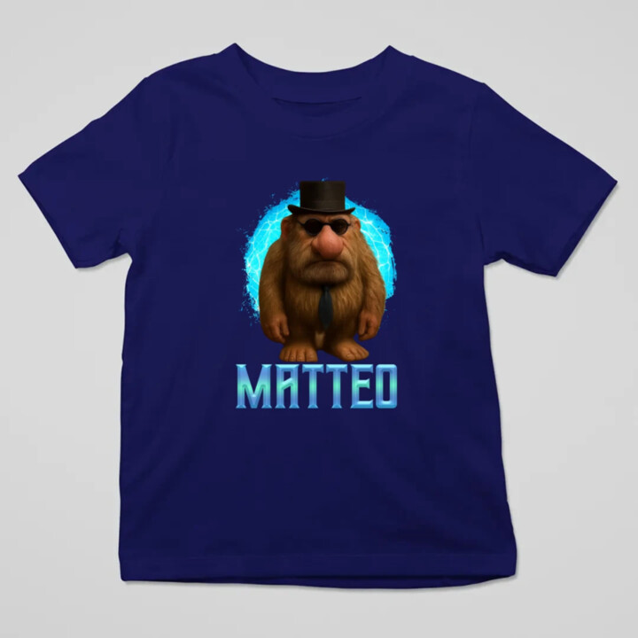 Matteo - Italian Brainrot - trpaslík s okuliarmi - detské tričko s potlačou MATTEOOOOOOOOOO